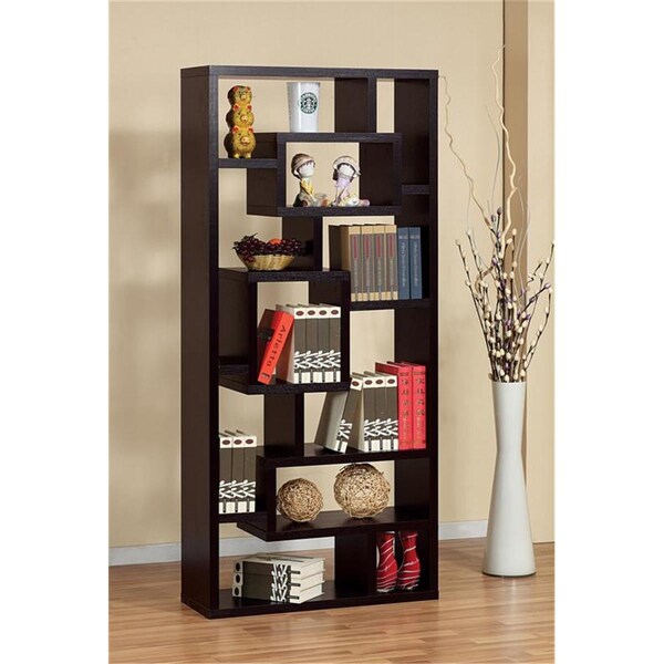 Enitial Lab 26001 Bradshaw Unique Bookcase-Display Cabinet in Red Cocoa- Red Cocoa - UPS-ID26001
