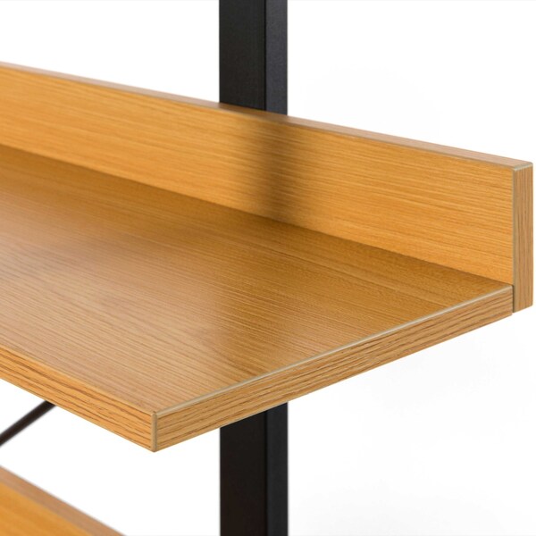 Fabulaxe Industrial 5 Shelf Wood and Metal Etagere Rustic Bookcase Free Standing Bookshelf - QI003995.L