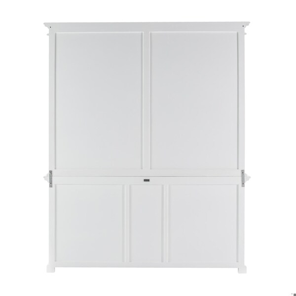 Homeroots 86.61 x 70.87 x 19.69 in. Classic White Hutch Bookcase with 5 Doors & 3 Drawers - 397120