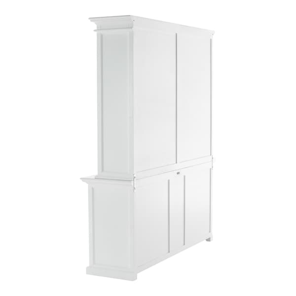Homeroots 86.61 x 70.87 x 19.69 in. Classic White Hutch Bookcase with 5 Doors & 3 Drawers - 397120