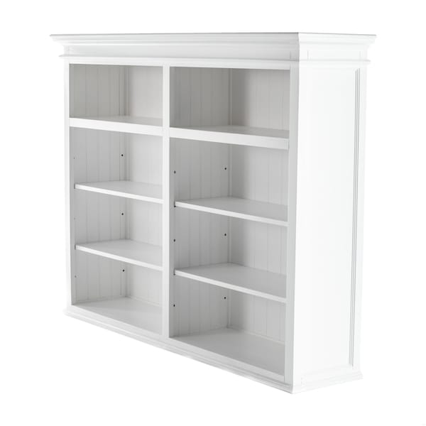 Homeroots 86.61 x 70.87 x 19.69 in. Classic White Hutch Bookcase with 5 Doors & 3 Drawers - 397120