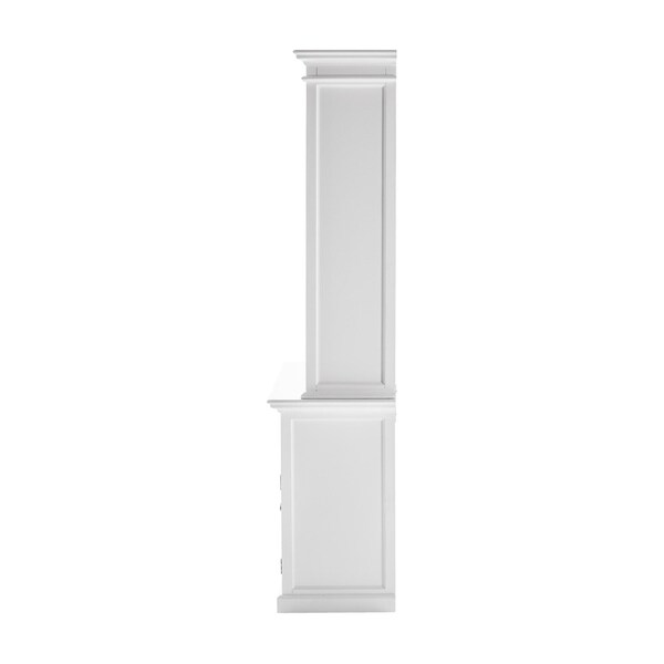 Homeroots 86.61 x 70.87 x 19.69 in. Classic White Hutch Bookcase with 5 Doors & 3 Drawers - 397120