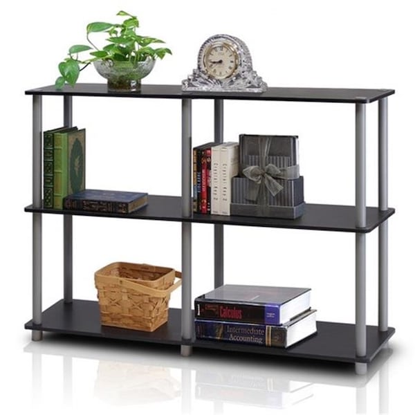Highkey Turn-N-Tube 3-Tier Double Size Storage Display Rack; Black & Grey - 29.5 x 47.2 x 11.6 in. - LR375189