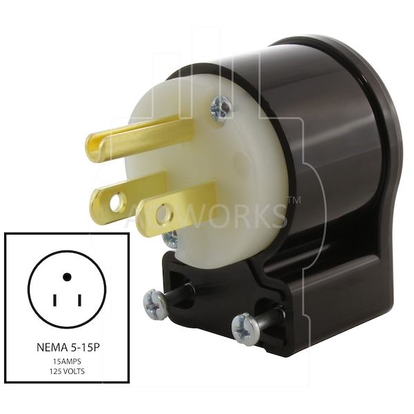 Ac Works Household 15A 125V All Angles Plug with UL, C-UL Approval - ASE515P