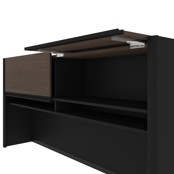 Bestar Connexion L-Shaped Workstation with hutch, Antigua/Black - 93859-000052