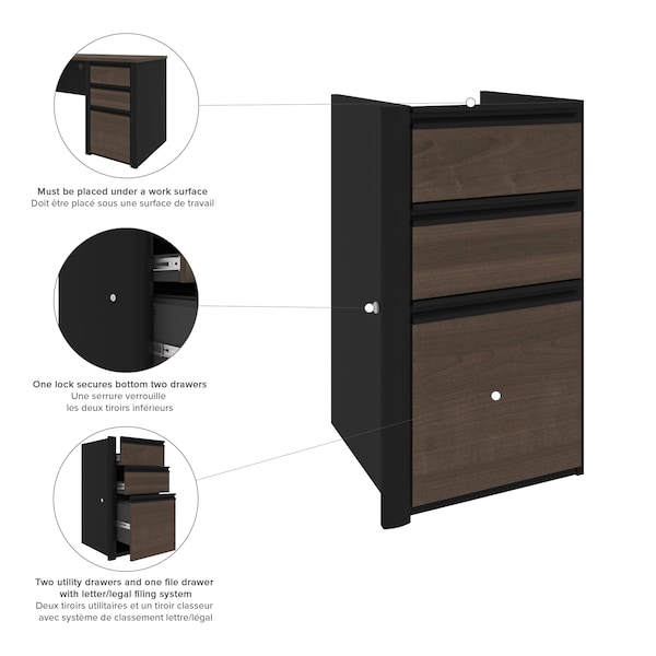 Bestar Connexion L-Shaped Workstation with hutch, Antigua/Black - 93859-000052