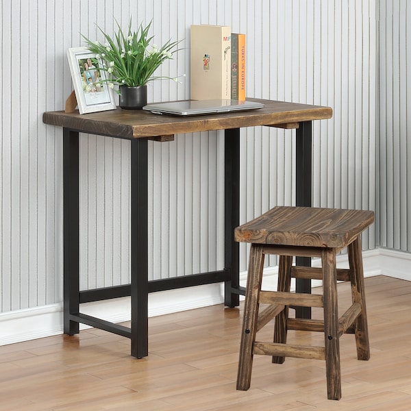 Alaterre Furniture 21" D X 30 H, 32 W X Solid Birch Wood and Metal, Rustic Natural/Black - AMBA0520