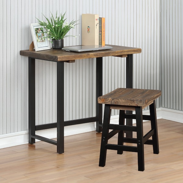 Alaterre Furniture 21" D X 30 H, 32 W X Solid Birch Wood and Metal, Rustic Natural/Black - AMBA0520