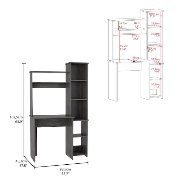 Tuhome 17.8 in. D X 63.9 in. H, 38.7 in. W X Laminate, Smokey Oak - ELV5202