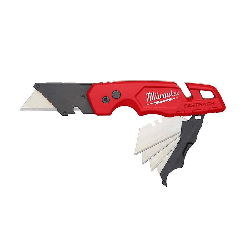 Milwaukee FASTBACK Folding Utility Knife with Blade Storage and 50-Pack General Purpose Utility Blade Set w/6-in-1 Wire Pliers - 48-22-1504-48-22-3079