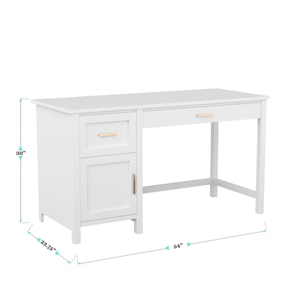 Martha Stewart 22.75 in. D X 54 in. W X Engineered Wood, Steel, White Frame/Polished Brass Hardware - ZG-ZP-09-WH-GLD-MS