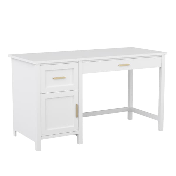 Martha Stewart 22.75 in. D X 54 in. W X Engineered Wood, Steel, White Frame/Polished Brass Hardware - ZG-ZP-09-WH-GLD-MS