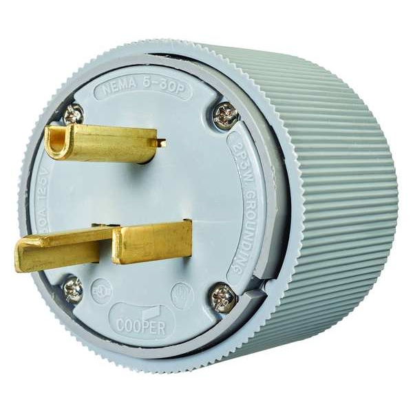 Zoro Select 3 Wire Industrial Straight Blade Plug 125VAC 30A - 9530NP