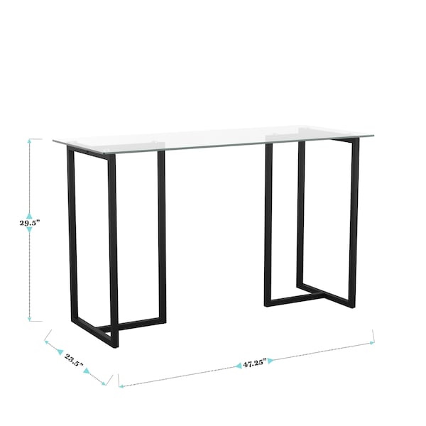 Martha Stewart 23.5 in. D X 47.25 in. W X Glass, Steel, Clear Top/Oil Rubbed Bronze Frame - XU-DK-1-BK-MS