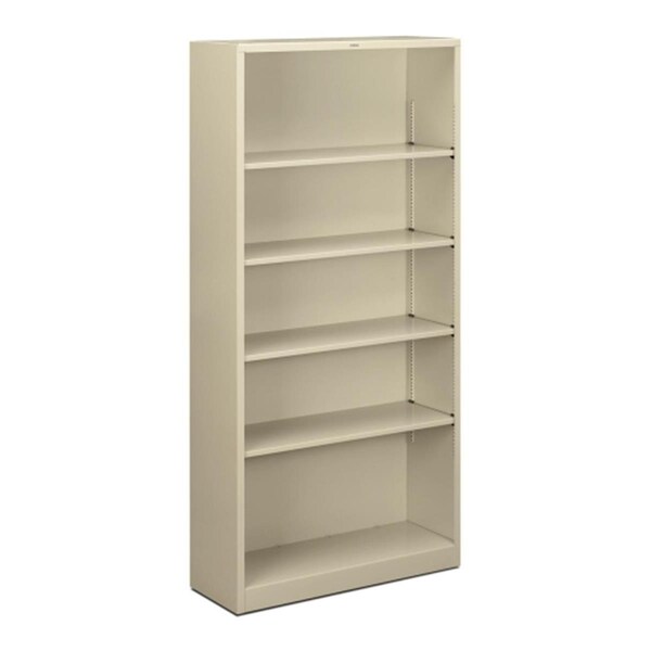 Highboy 5 Shelf Metal Bookcase  34.5 in. W x 12.63 in. D x 71 in.  Putty - HI528864