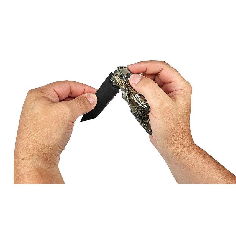 Milwaukee 3 in. Hardline D2 Steel Serrated Blade Pocket Folding Knife& FASTBACK Camo Stainless Steel Spring Assisted Folding Knife - 48-22-1998-48-22-1535