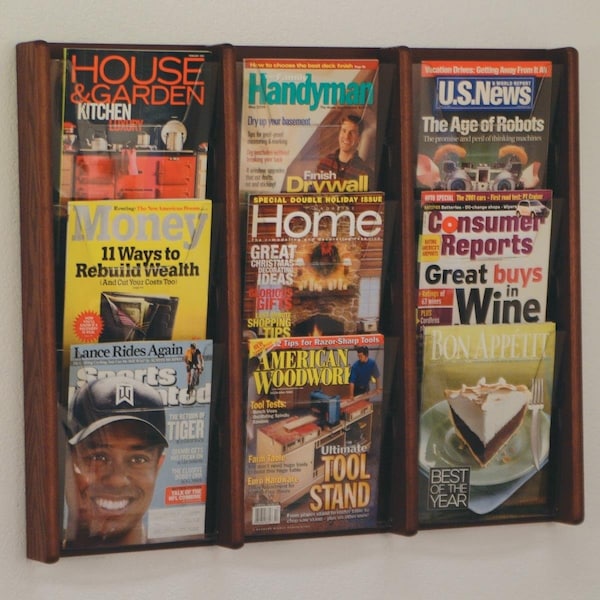 Wooden Mallet 3 x 3 in. Stance 9 Pocket Wall Display - Black & Mahogany - AC26-9BK