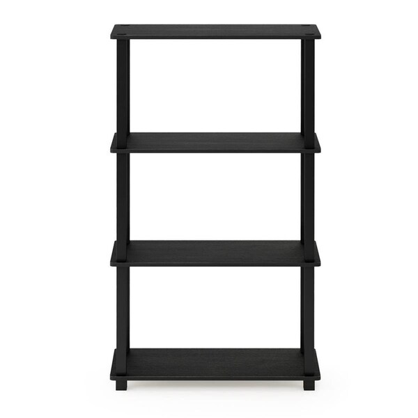 Furinno 18028AM-BK Turn-S-Tube 4-Tier Multipurpose Shelf Display Rack with Square Tube, Americano & Black - 18028AM/BK