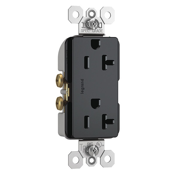 Legrand Receptacle, 20 A Amps, 125V AC, Flush Mount, Decorator Duplex Outlet, 5-20R, Gray - TR26352RGCC6