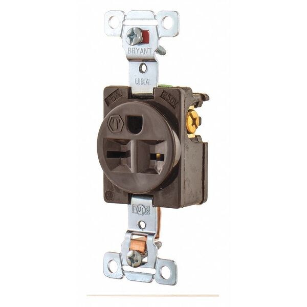Zoro Select Receptacle, 15 A Amps, 250V AC, Flush Mount, Single Outlet, 6-15R, Brown - 5661