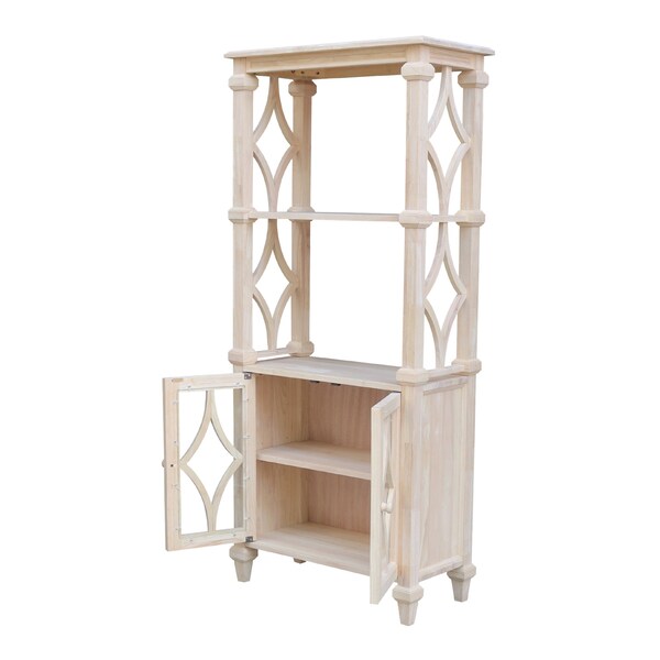 International Concepts Josephine Solid Wood Bookcase with 2 Doors  - Unfinished - SH-19