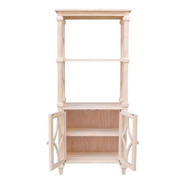 International Concepts Josephine Solid Wood Bookcase with 2 Doors  - Unfinished - SH-19