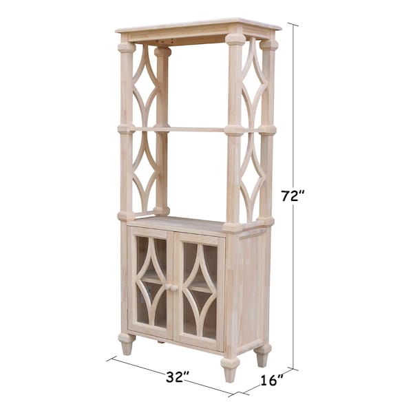 International Concepts Josephine Solid Wood Bookcase with 2 Doors  - Unfinished - SH-19