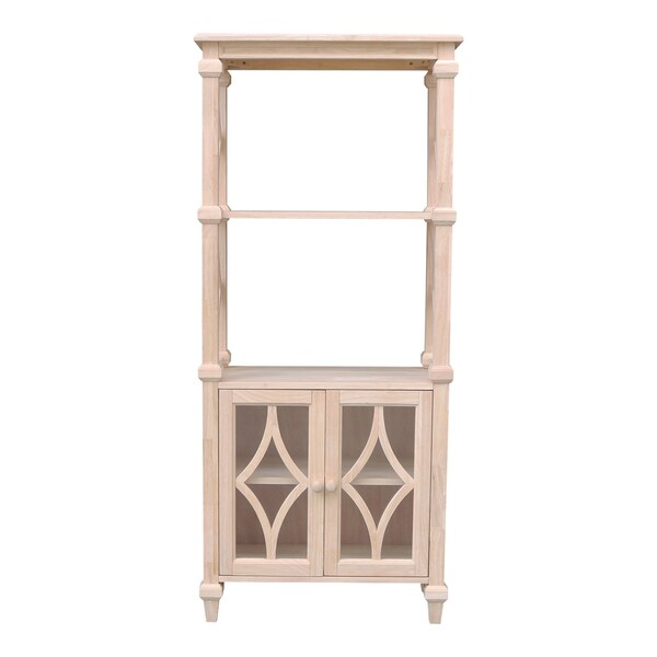 International Concepts Josephine Solid Wood Bookcase with 2 Doors  - Unfinished - SH-19