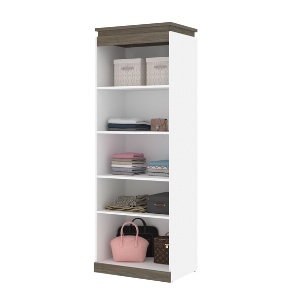 Bestar Orion 30W Shelving Unit, White & Walnut Grey - 116160-000017