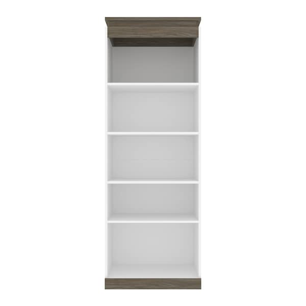 Bestar Orion 30W Shelving Unit, White & Walnut Grey - 116160-000017