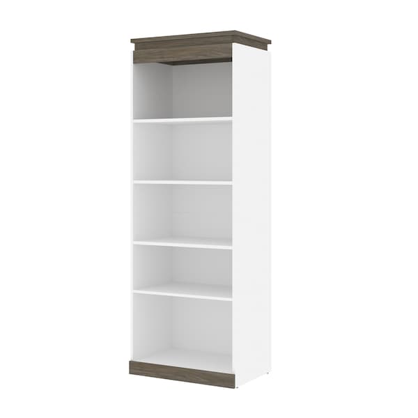 Bestar Orion 30W Shelving Unit, White & Walnut Grey - 116160-000017