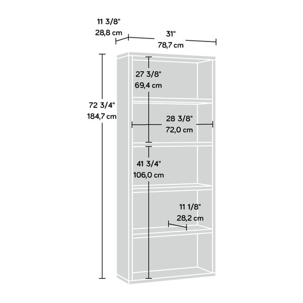 Sauder 5-Shelf Bookcase Glw , Strong and lightweight 1 1/4 in. panel construction for durability - 427260