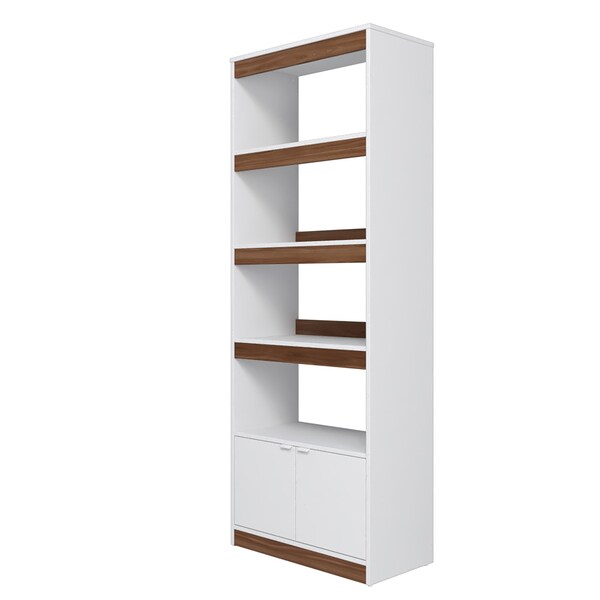 Manhattan Comfort Ratzer Bookcase in White and Brown - BC-316AMC193