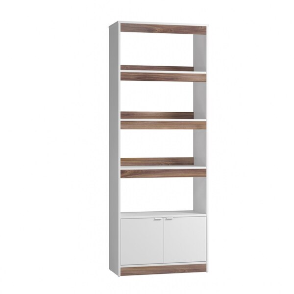 Manhattan Comfort Ratzer Bookcase in White and Brown - BC-316AMC193