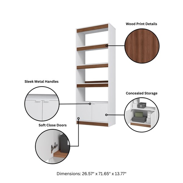Manhattan Comfort Ratzer Bookcase in White and Brown - BC-316AMC193