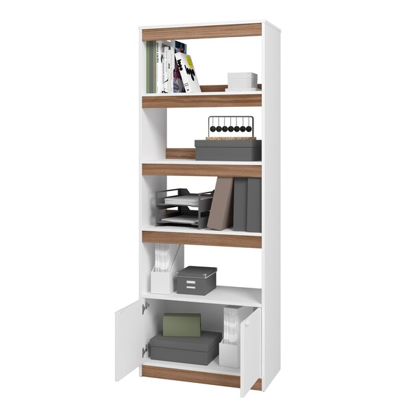 Manhattan Comfort Ratzer Bookcase in White and Brown - BC-316AMC193