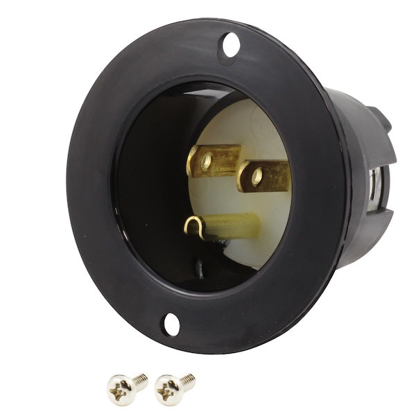 Ac Works 15A 125 Volt NEMA 5-15P Flanged Power Input Inlet - ASIN515P