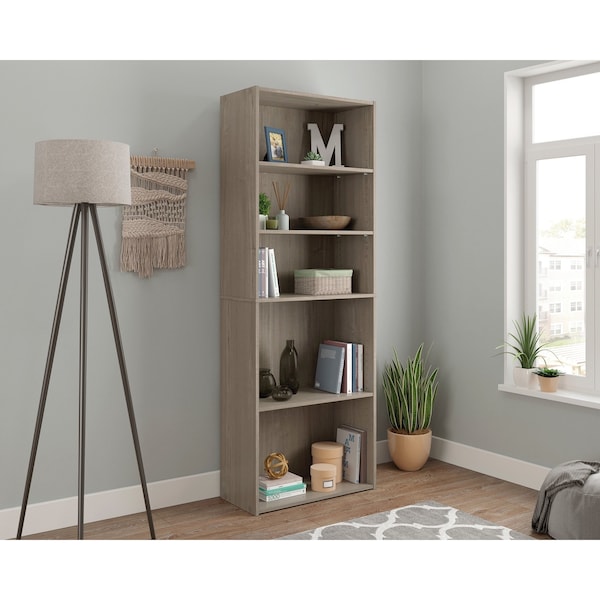 Sauder Beginnings 5-Shelf Bookcase Ss , Three adjustable shelves to display items of multiple heights - 428233