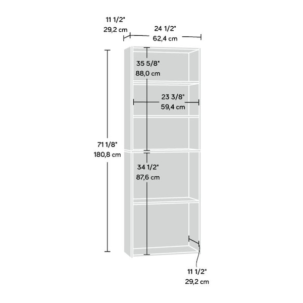 Sauder Beginnings 5-Shelf Bookcase Ss , Three adjustable shelves to display items of multiple heights - 428233