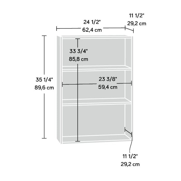 Sauder Beginnings 3-Shelf Bookcase Ss , Two adjustable shelves to store items of multiple heights - 428232