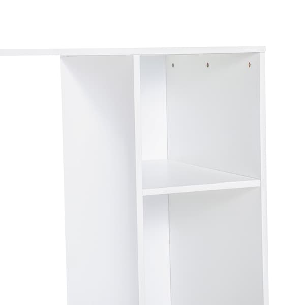 Flash Furniture Lotus Mini Fridge Bookshelf Storage Station Organizer with Cubbies in White - NAN-17300-WH-GG