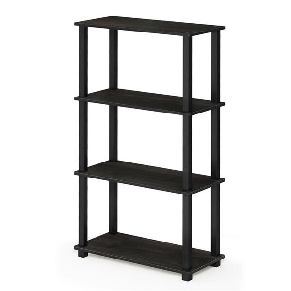 Furinno Furinno 18028EX-BK Turn-S-Tube 4-Tier Multipurpose Shelf Display Rack with Square Tube - Espresso & Black - 18028EX/BK