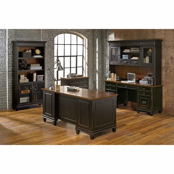 Hartford Hartford Library Bookcase in 2 Tone Distressed Black - IMHF4078D