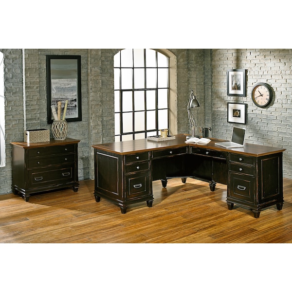 Hartford Hartford Library Bookcase in 2 Tone Distressed Black - IMHF4078D
