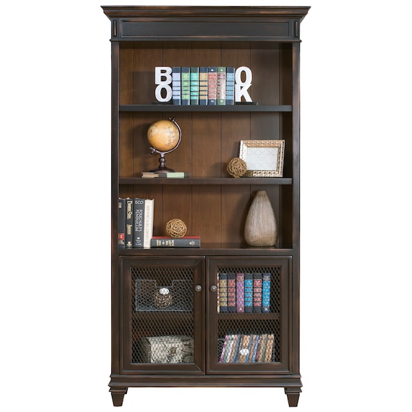 Hartford Hartford Library Bookcase in 2 Tone Distressed Black - IMHF4078D