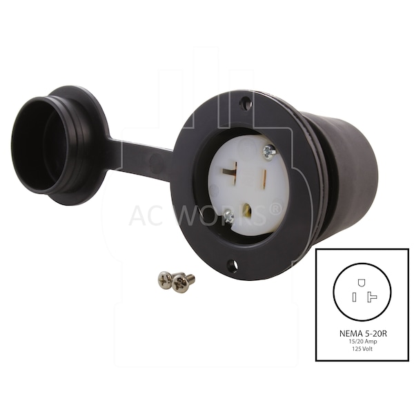 Ac Works 15/20A 125V Household Flanged Outlet with Covers UL and C-UL Listed - ASOU520R-WC