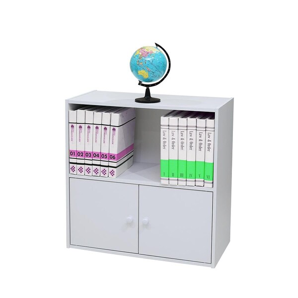Kb 24 x 24 x 11 in. Wood 2 Door Bookcase - White - BK1562