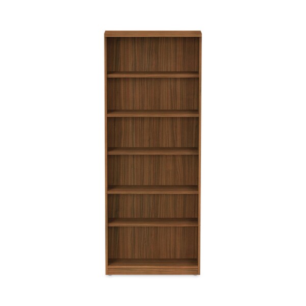 Alera Alera Valencia Bookcase, 6-Shelf, 31 3/4w x 14d x 80 3/8h, Mod Walnut - ALEVA638232WA