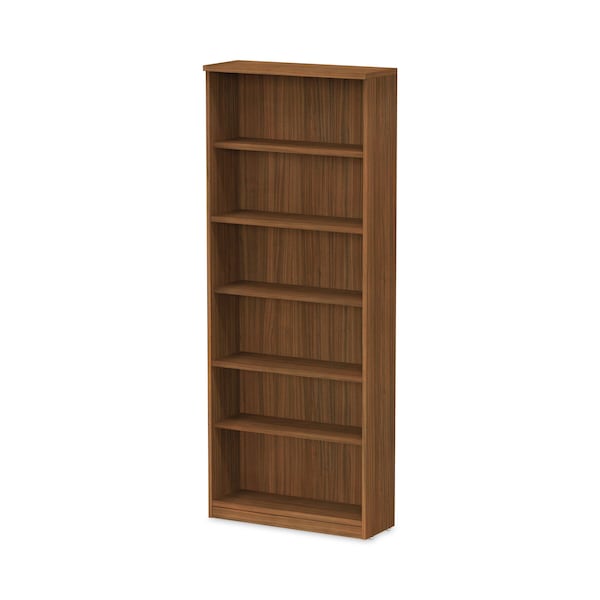 Alera Alera Valencia Bookcase, 6-Shelf, 31 3/4w x 14d x 80 3/8h, Mod Walnut - ALEVA638232WA