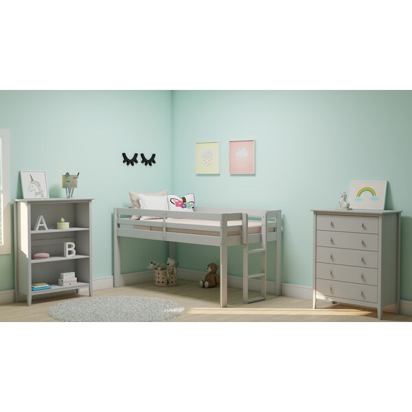 Alaterre Furniture Simplicity 48"H Wood 3-Shelf Bookcase, Dove Gray - AJSP0580